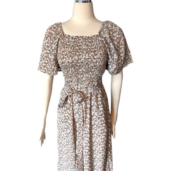 HAYDEN Madison Floral Smocked Square Neck Palazzo Jumpsuit Tie Belt Large NEW - Picture 13 of 13